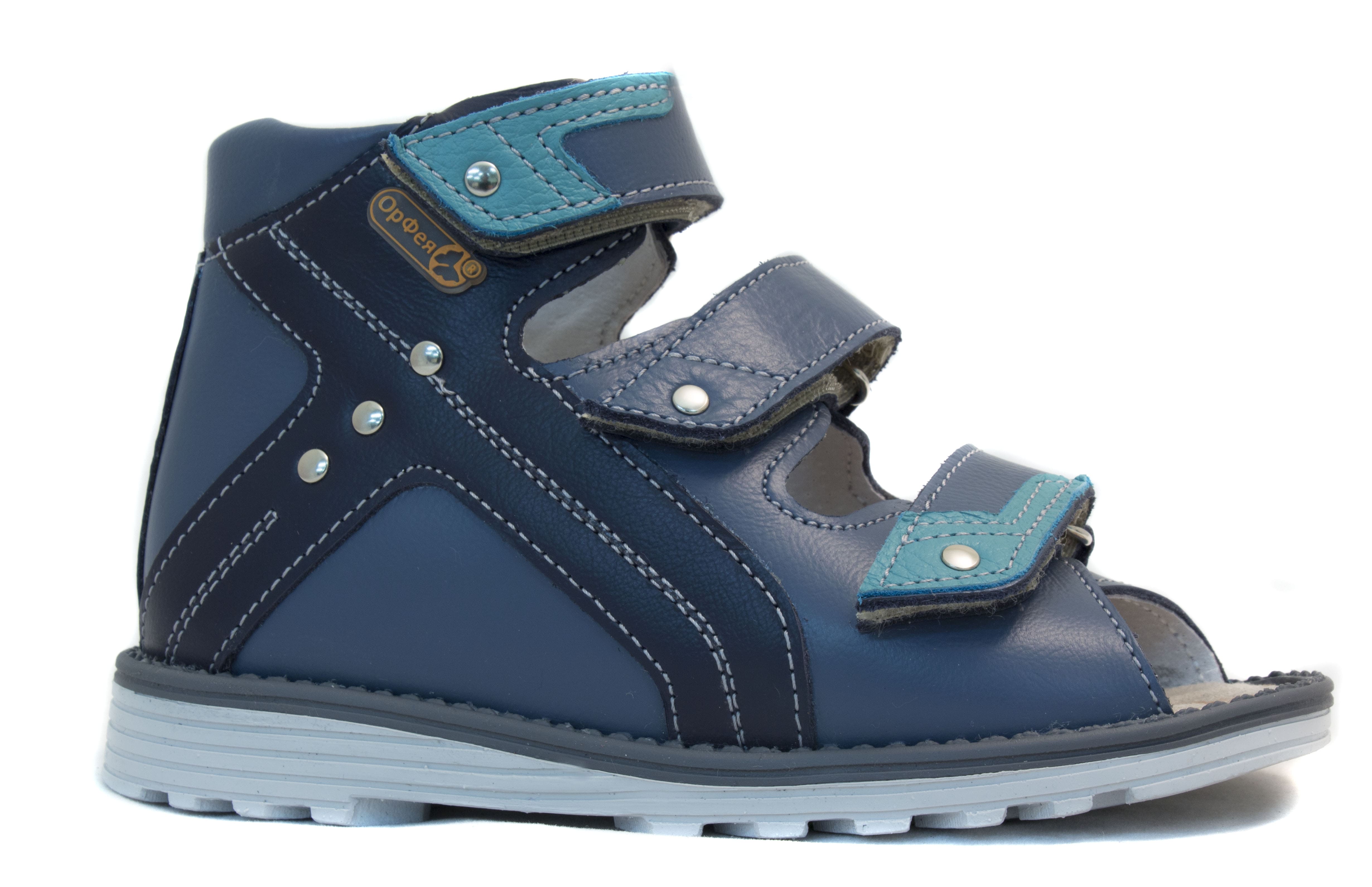 Сандалии детские ортопедические с открытым носом Орфея Б3-149-211-215-1 кожаные синие фото 2