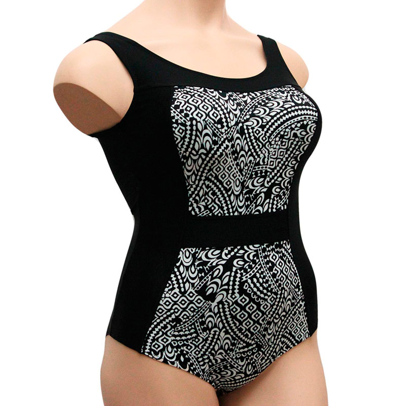 Купальник после мастэктомии Черно-белый орнамент К0909 П181 фото 1