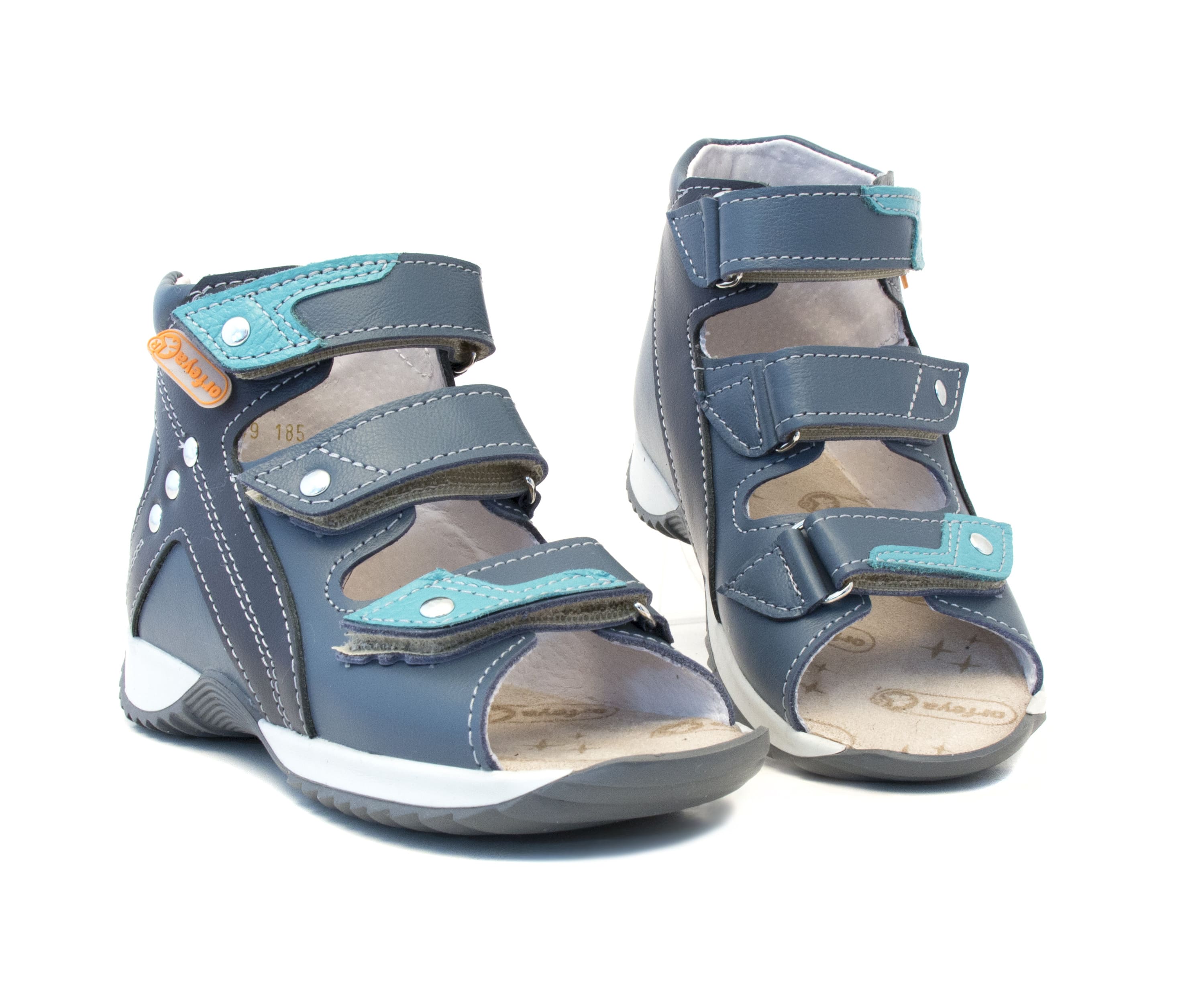Сандалии детские ортопедические с открытым носом Орфея Б3-149-211-215-1 кожаные синие фото 9